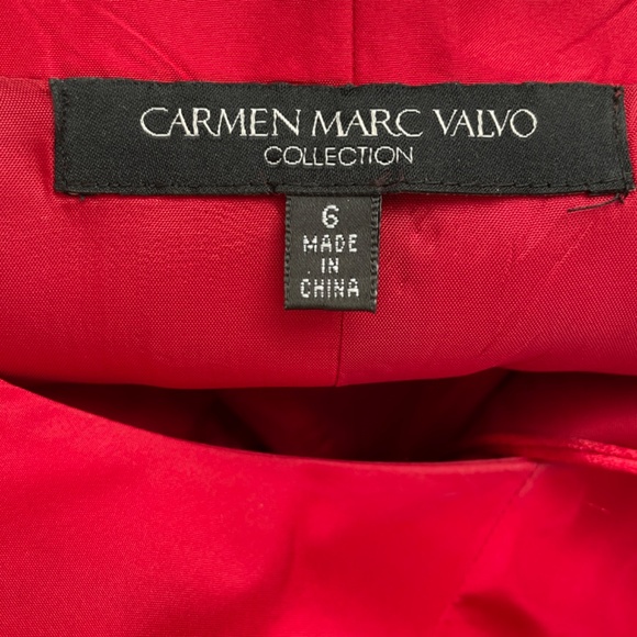 Carmen Marc Valvo Collection Women's Red Halter Dress Black Lace Size 6 - Picture 9 of 14